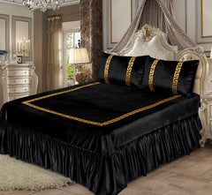 3 PC Shine Velvet Applique Bridal Bed Set Design # 144