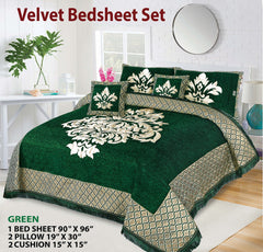 5 Piece Crown Style Velvet Jacquard Bedsheet Set Design # 119