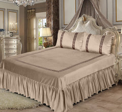 3 PC Shine Velvet Applique Bridal Bed Set Design # 142