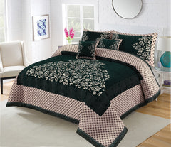 5 Piece Turkish Style Velvet Jacquard Bedsheet Set Design # 115