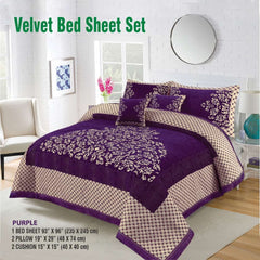 5 Piece Turkish Style Velvet Jacquard Bedsheet Set Design # 114