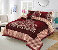 5 Piece Turkish Style Velvet Jacquard Bedsheet Set Design # 116