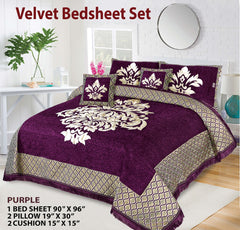 5 Piece Crown Style Velvet Jacquard Bedsheet Set Design # 120