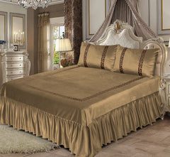 3 PC Shine Velvet Applique Bridal Bed Set Design # 139