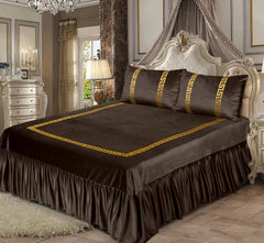 3 PC Shine Velvet Applique Bridal Bed Set Design # 137
