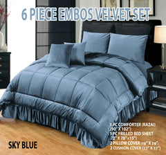 6 Piece Bridal Embossed Velvet Frill Duvet ( Razai) Set Set Design  128