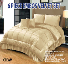 6 PC Bridal Embossed Velvet Frill Duvet ( Razai) Set Design # 132