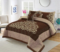 5 Piece Turkish Style Velvet Jacquard Bedsheet Set Design # 111