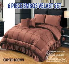 6 PC Bridal Embossed Velvet Frill Duvet ( Razai) Set Design # 131