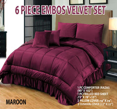 6 PC Bridal Embossed Velvet Frill Duvet ( Razai) Set Design # 129