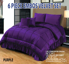 6 PC Bridal Embossed Velvet Frill Duvet ( Razai) Set Design # 133