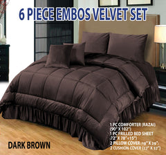 6 PC Bridal Embossed Velvet Frill Duvet ( Razai) Set Design # 134