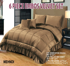 6 PC Bridal Embossed Velvet Frill Duvet ( Razai) Set Design # 130