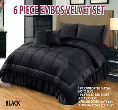 6 PC Bridal Embossed Velvet Frill Duvet ( Razai) Set Design # 135